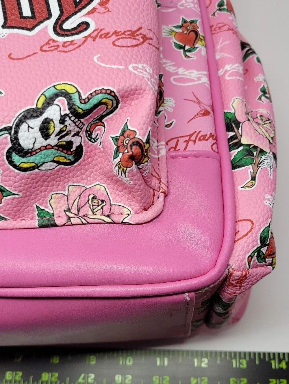 Ed Hardy Pink Heart Motif Kids Backpack